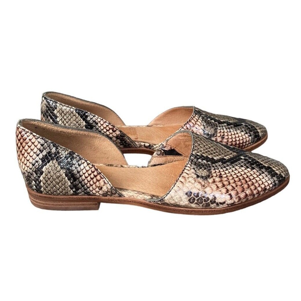 Madewell Snake-Print D’Orsay Flats in Tan and Black